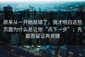 原来从一开始就错了，我才明白这些页面为什么总让你“点下一步”；先截图留证再处理