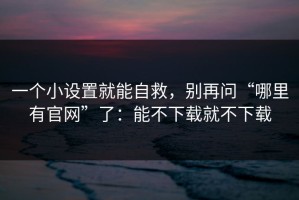 一个小设置就能自救，别再问“哪里有官网”了：能不下载就不下载